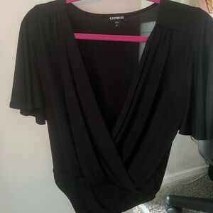 Express Women's Black Wrap Top